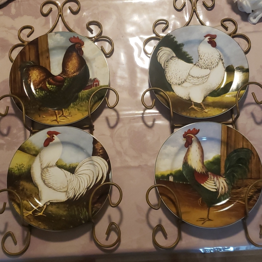 David Cater Brown Rooster Collection plates